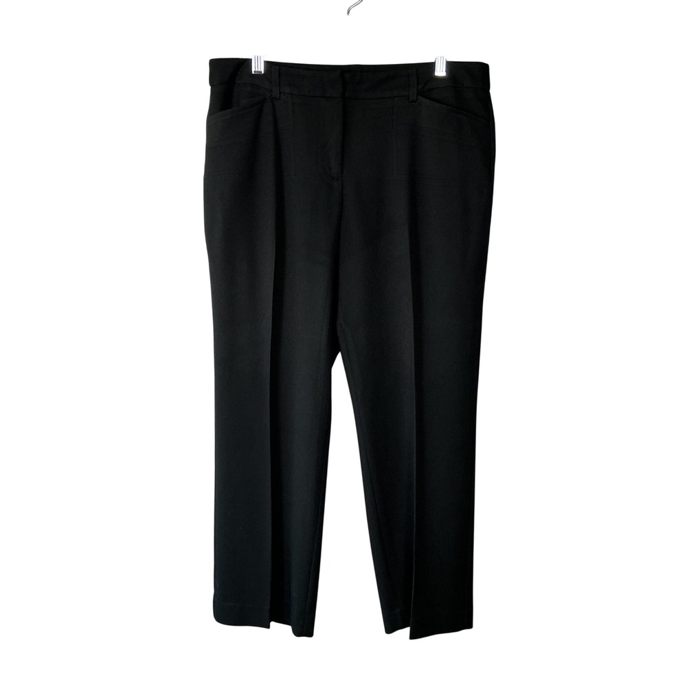 Apt. 9 Black Straight Leg Dress Pants Womens 14PS Petite Mid Rise Work Trousers